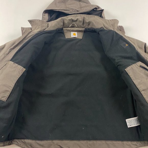 Carhartt Livingston Quick Duck Jacket 101441 Mens 2XL Brown Canvas Hooded Lined - Picture 8 of 16